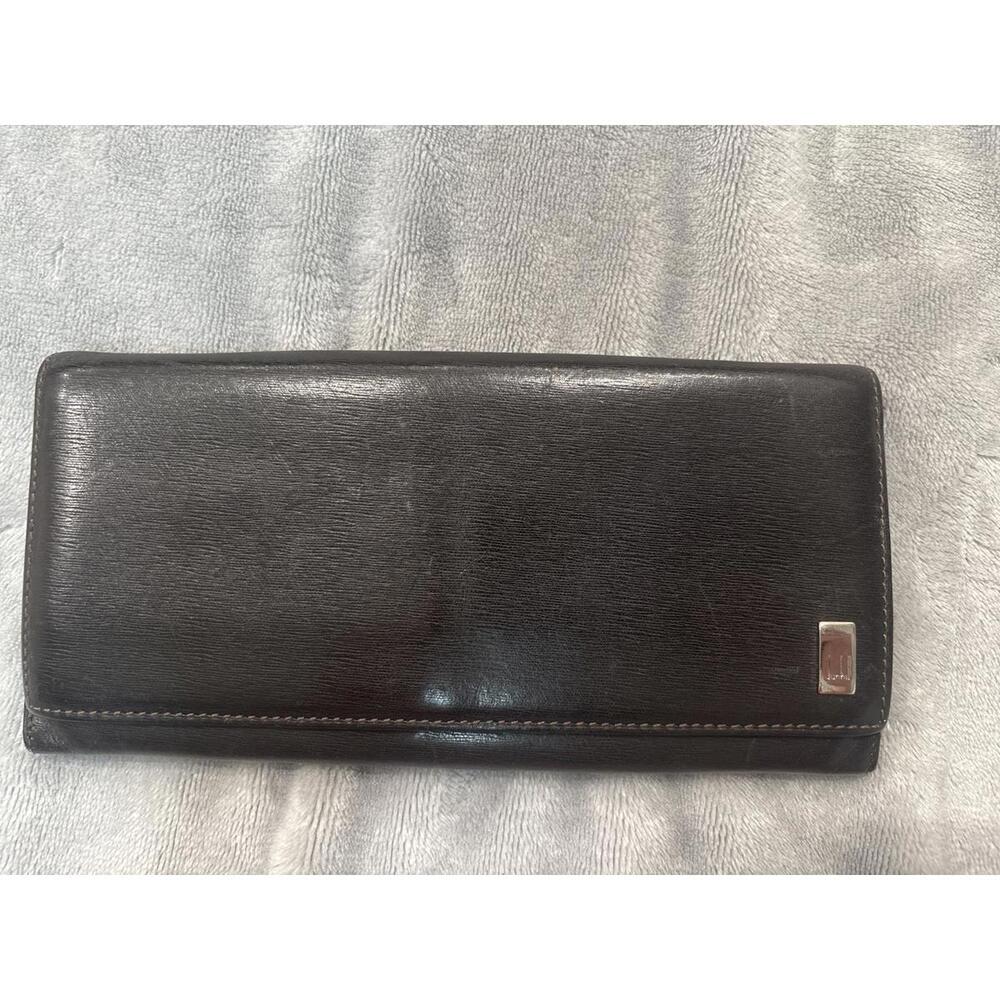 Black Leather Men's Dunhill Wallet with Multiple Card Slots and Zipp